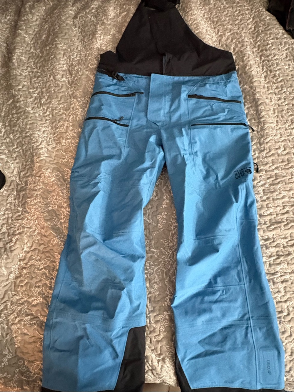 Mountain Hardwear Bright Blue Ski Bib with Black Logo